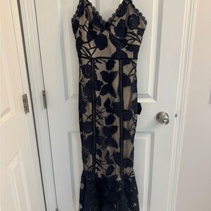 Lulu’s Navy Blue Lace Evening Dress